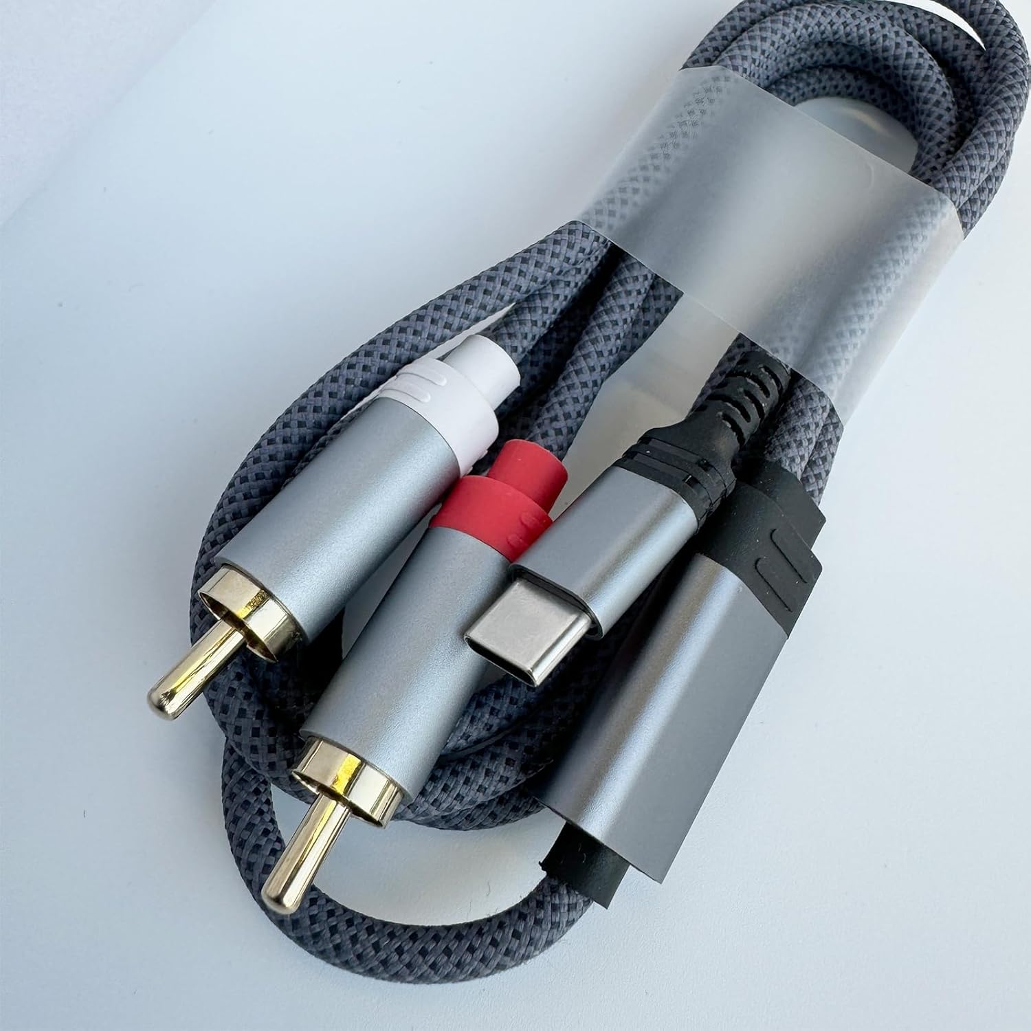 jstma USB Type C to 2 RCA Audio Adapter with DAC Core 32bit/384kHz for Studio Monitor Speakers Compatible with Smartphone iPad MacBook Windows Linux Laptop, 4.9Foot