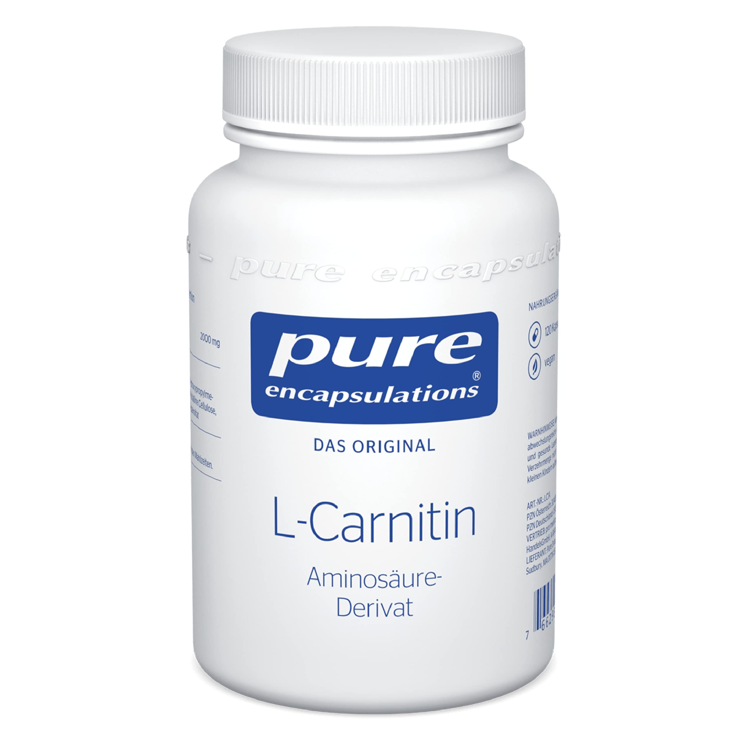 Pure Encapsulations - L-Carnitin - Hochwertig und Vegan - Aminosäure-Derivat - 120 vegane Kapseln