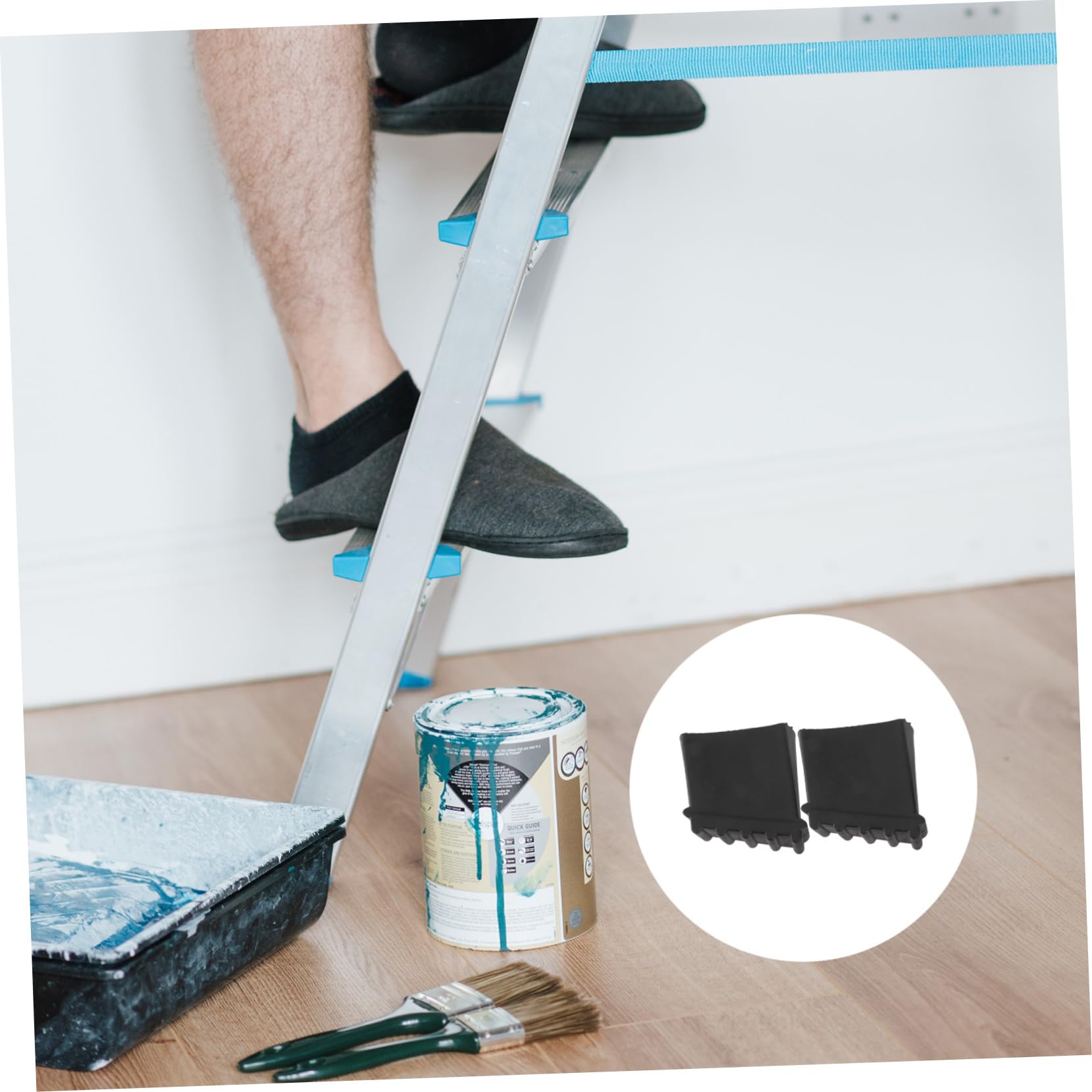ANDRESLAD Ladder Foot Covers 2 Pack Non-Slip Rubber Ladder Feet Pads Replacement Accessories for Step Ladders Secure Grip Stability Durable 1.97X1.97X0.98In - Image 4