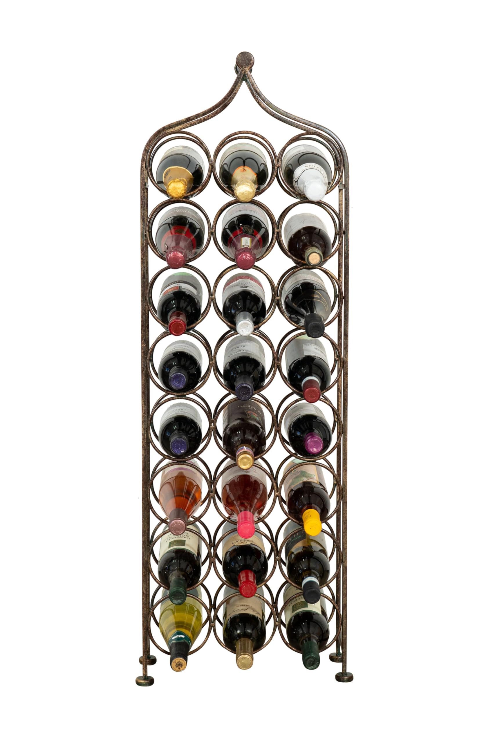 Biscottini Portabottiglie Vino in Ferro Battuto Finitura Nera anticata 36x16x106 - Porta Bottiglie Vino in Metallo - Cantinetta Vino 24 Bottiglie - Portabottiglie Cucina Bar - Portavini - Espositore