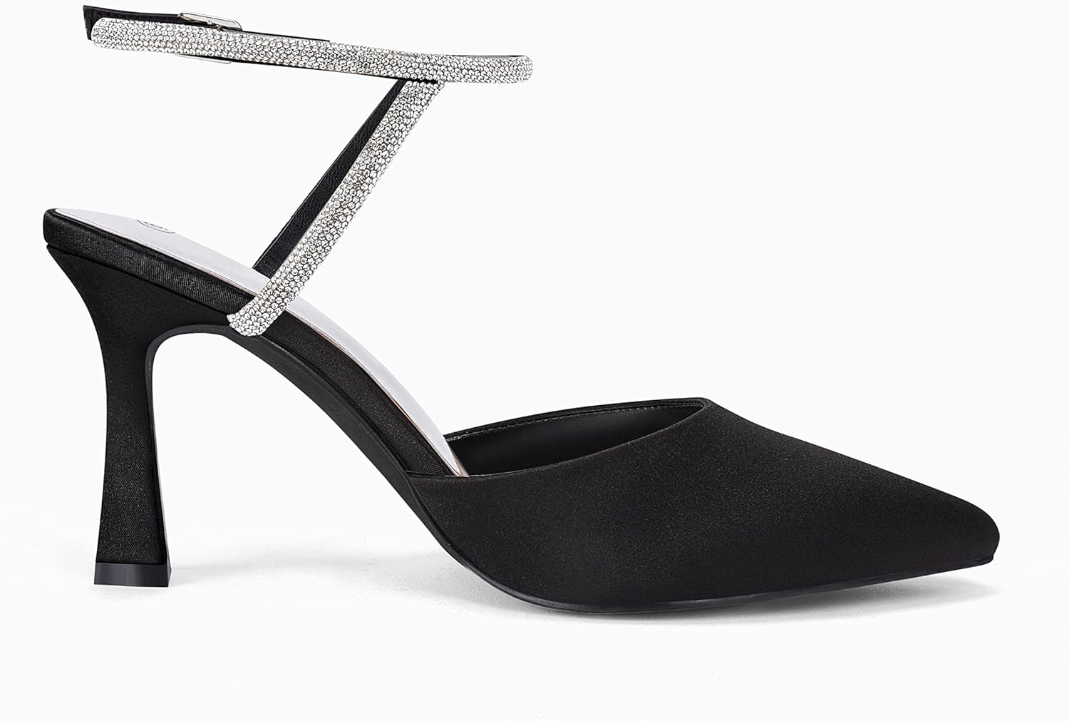 Coutgo Women Rhinestone Heels Kitten High Satin Pumps Pointed Toe Sparkly Sexy Wedding Dress Shoes - Image 6