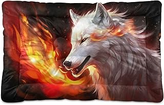 Kigai Wolf Dog Bed Machine Washable Pet Bed Mattress Comfortable Soft Pet Bed Mat Non-Slip Bottom Couch for Small Medium Dogs,36x24 Inch