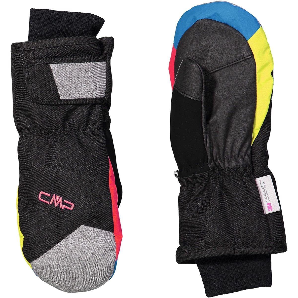 CMP - Kids Twill Ski Mitten, Black-B.Jewel-Strawberry, 5