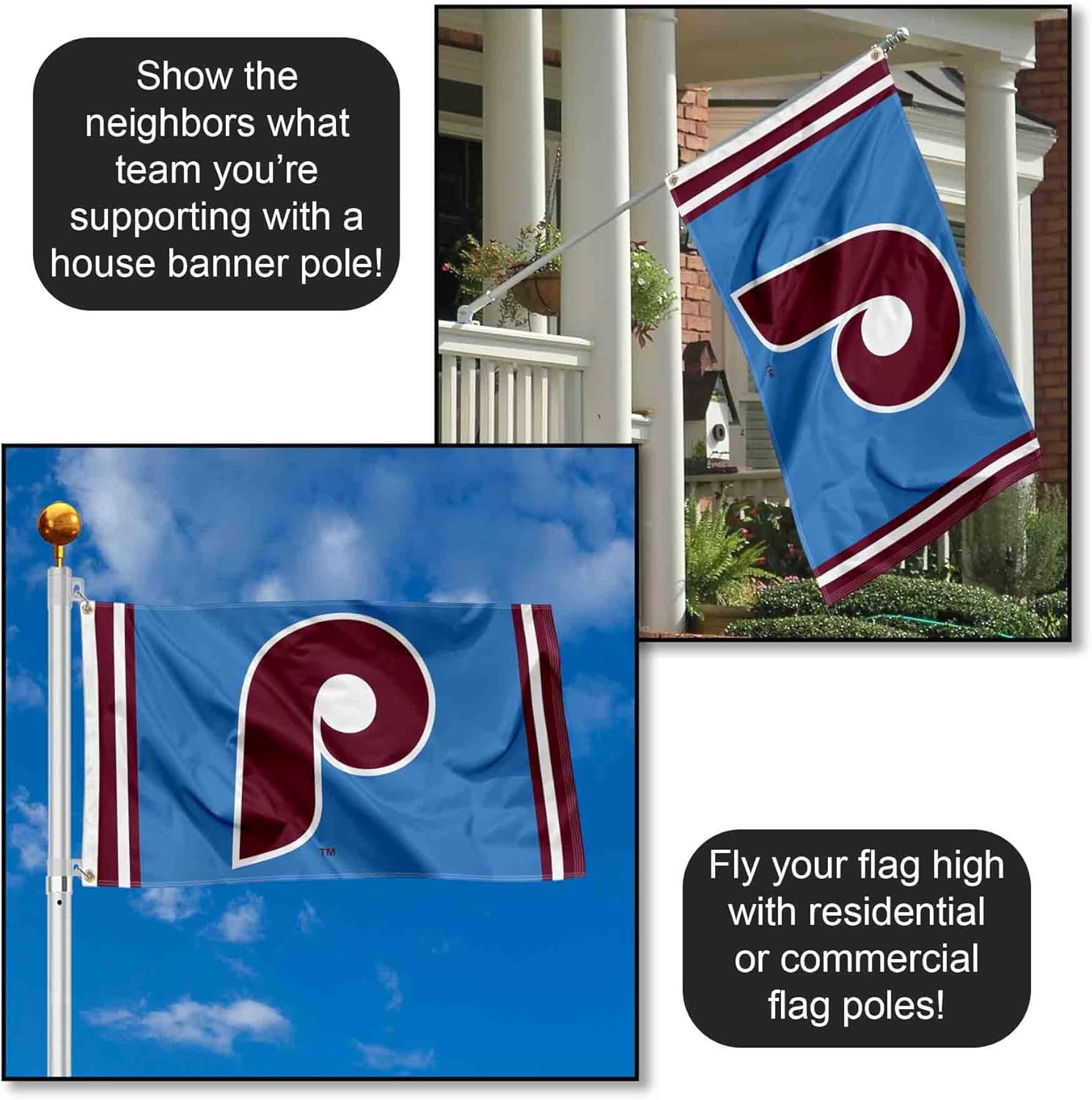 Philadelphia Phillies Retro Vintage Logo Flag and Banner - Image 3