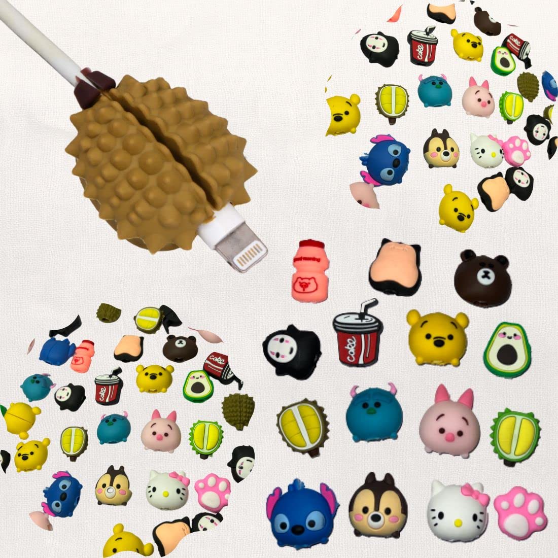 BKN Trending 5pcs Silicone Cute Cartoon Charging Cable Wire Sleeve | Cord Protection Compatible for Mobile Phone Charging Cable - (Random Designs) Multicolor, Set of 5-image-4