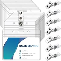 GOLF 100 Pack Clear PVC Horizontal Name Badge Holders with Waterproof Metal Clips - ID Tags for Offices, Schools & Events