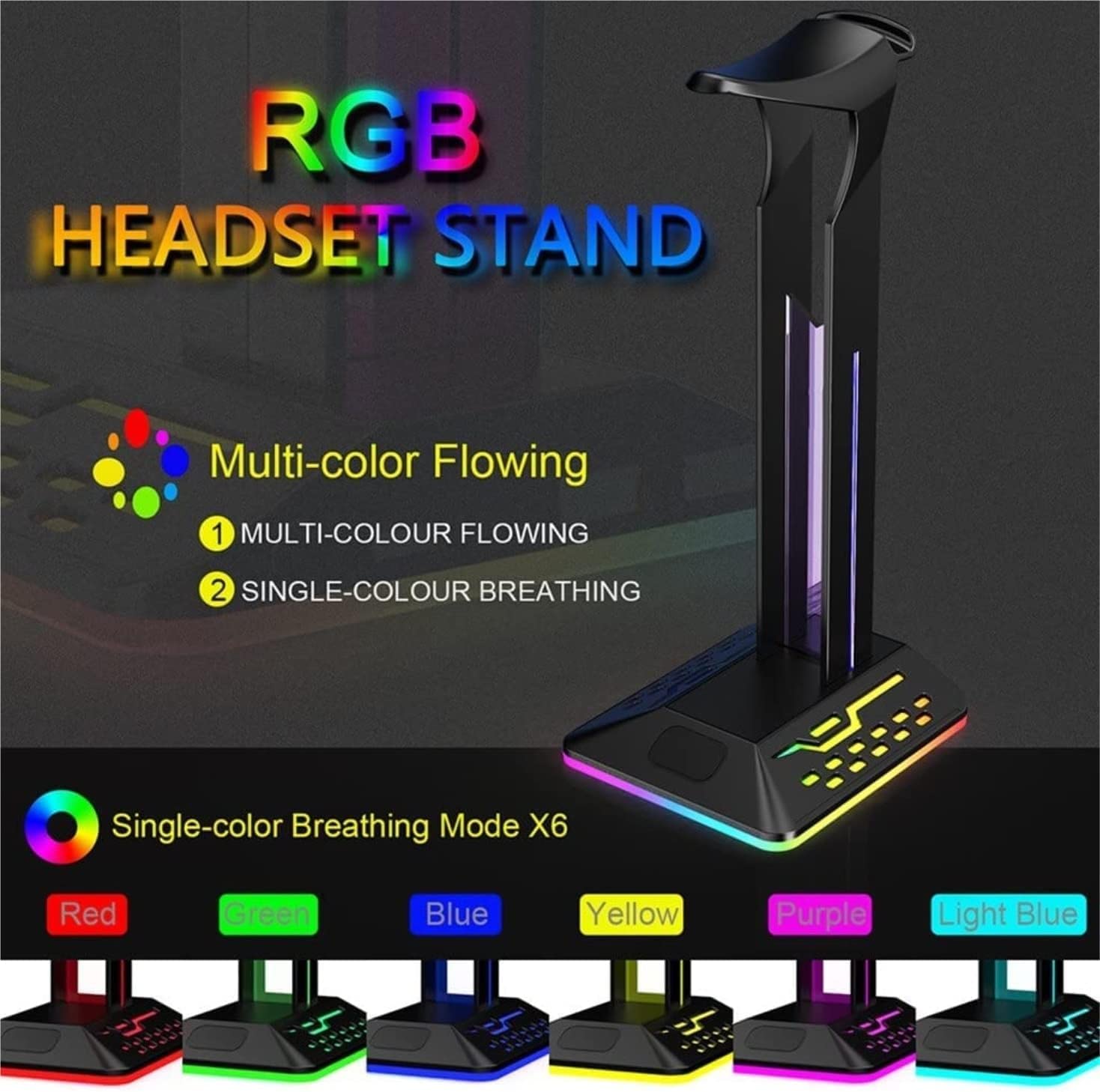 Nuovo Gaming Headset Holder RGB Cuffie Stand Type-C Ingresso Dual USB Supporto Cuffie per Scrivania Verticale Auricolare Basamento Supporto