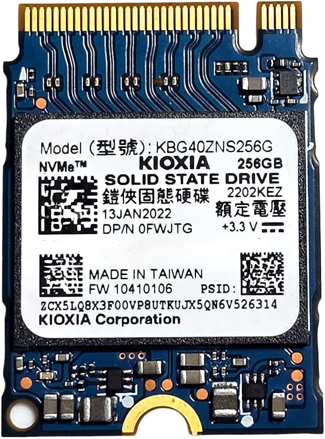 Toshiba(Kioxia) 256GB PCIe NVMe 2230 SSD (KBG40ZNS256G) (OEM), 30mm