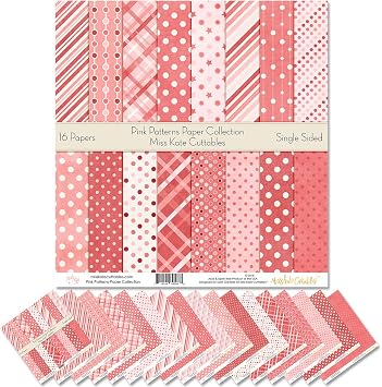Pattern Paper Pack - Pink Patterns - Scrapbook Premium Specialty Paper Single-Sided 12"x12" Collection Includes 16 Sheets - by Miss Kate Cuttables