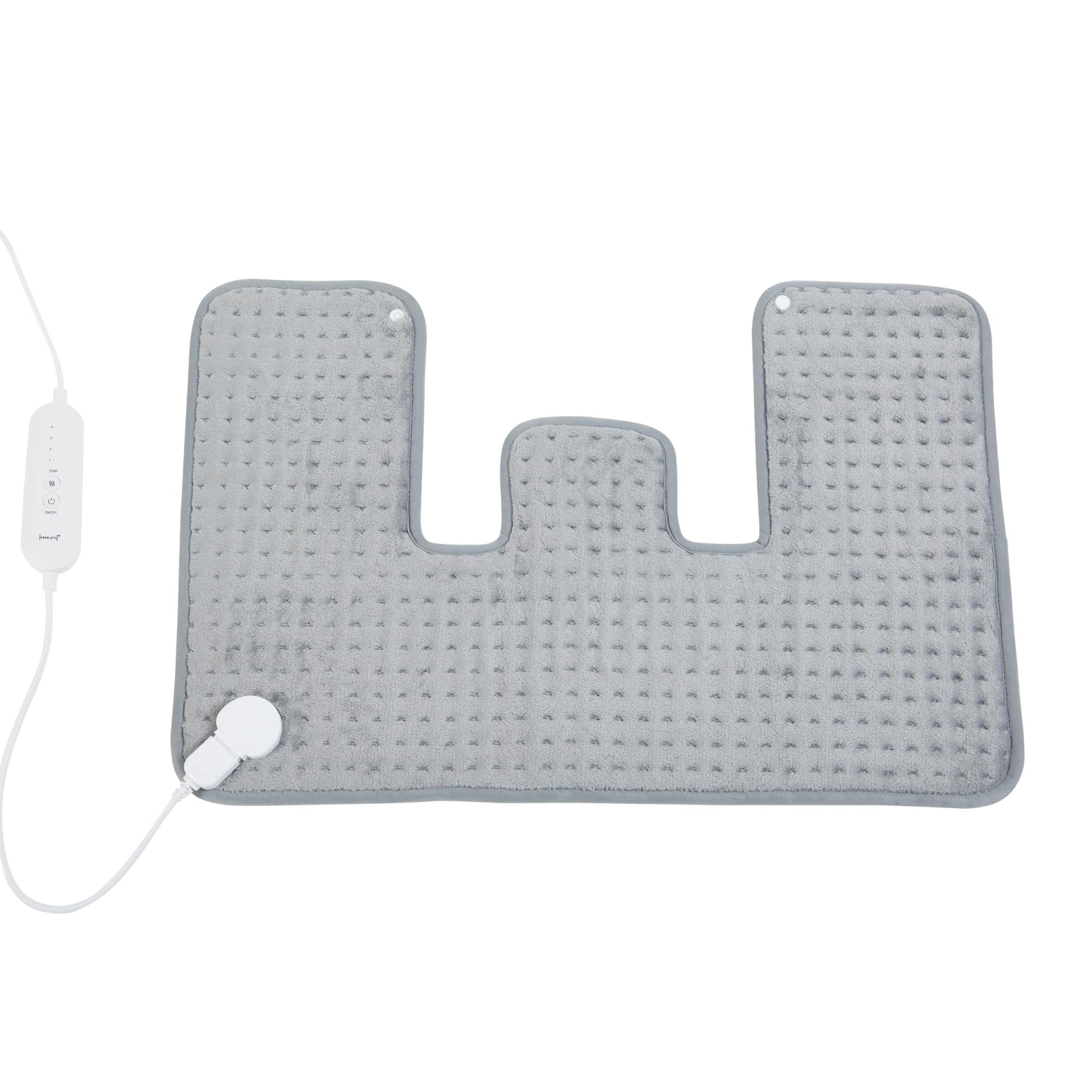 [en.casa] Almohadilla Eléctrica para Cuello Espalda Almohada Térmica Apagado Automático Lavable Temperatura Regulable 4 Niveles de Calor Vlies 100W 65 x 45 cm - Gris