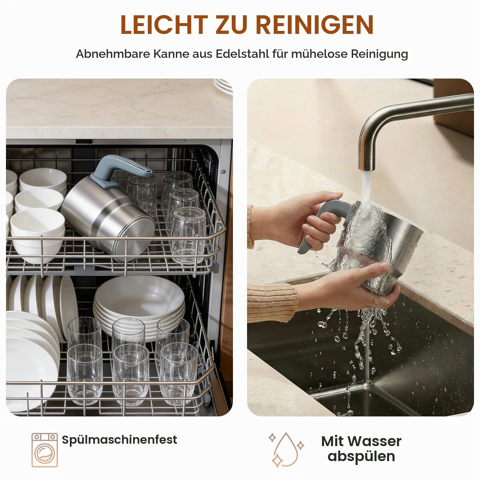 Milchaufschäumer Elektrisch, 1L 560W, 6-in-1 Milchschäumer, Spülmaschinenfest, Edelstahl 304, Automatischer Heiß- und Kalt-Schaumzubereiter und Milchwärmer für Latte,Kaffee, Schokolade