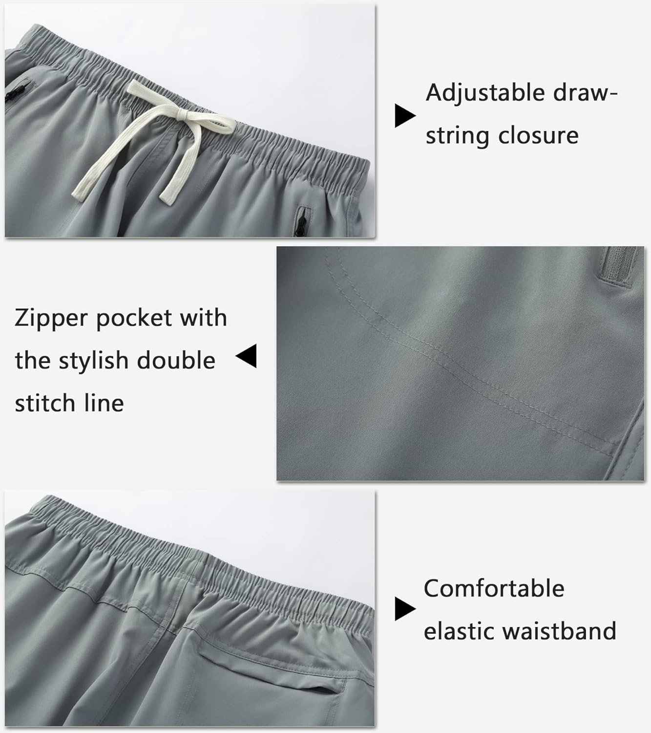 Vcansion Women's Hiking Cargo Shorts Quick Dry Lightweight Grey Mid Rise Solid Pattern with 3 Pockets