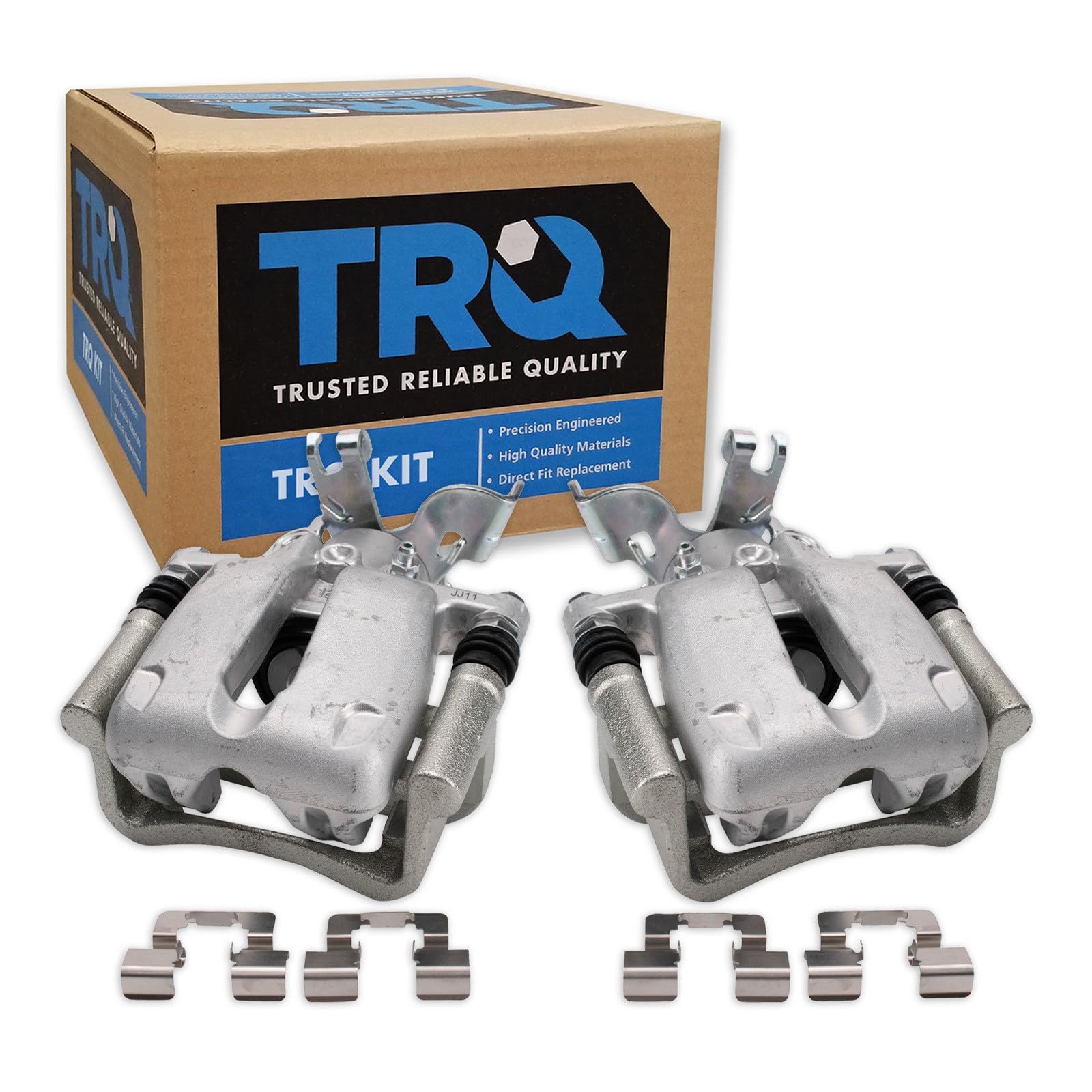 TRQ Rear Driver and Passenger Side Brake Caliper Set Caliper Brackets