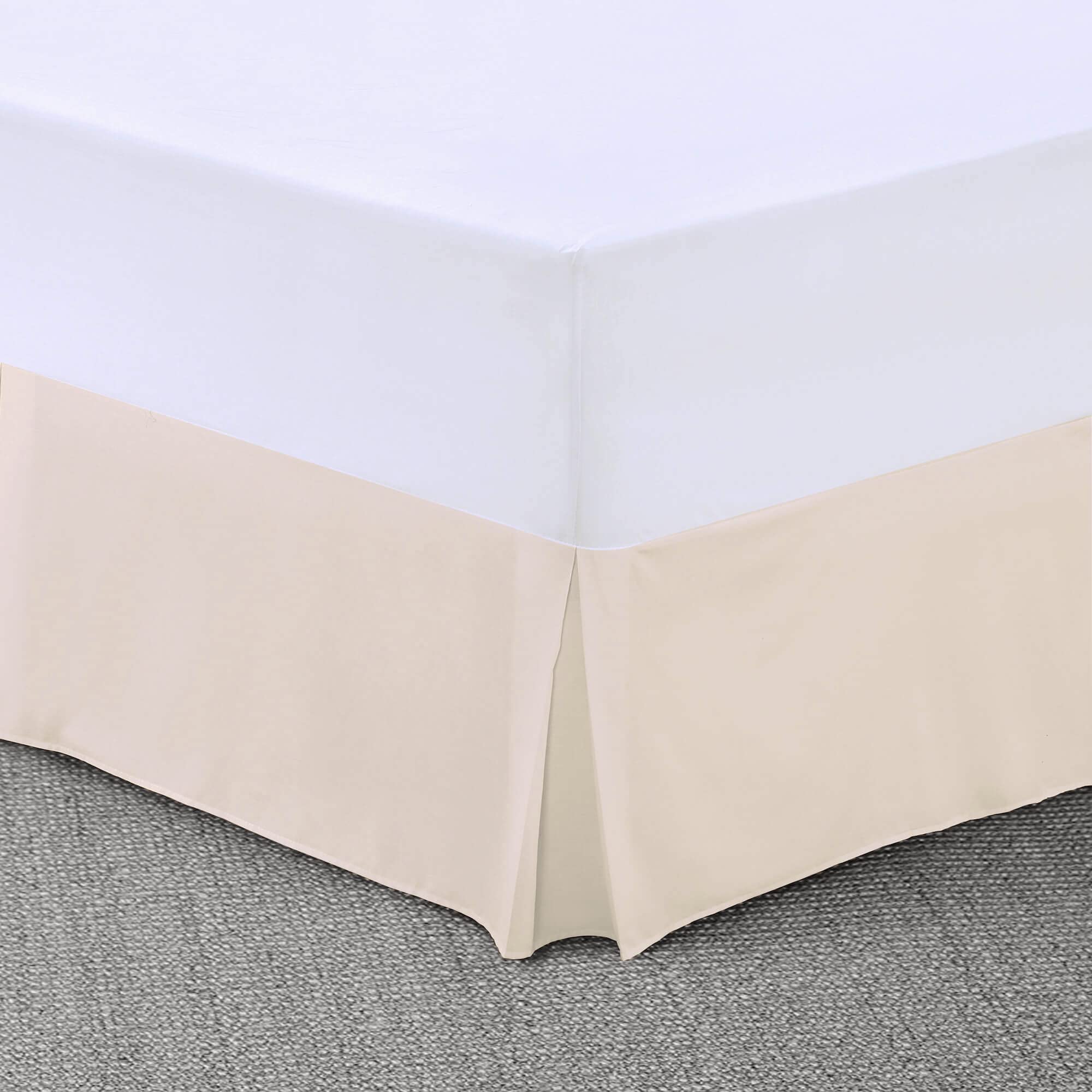 Laam linen Easy Care Plain Dyed Polycotton Pleated Base Valance Sheet Hotel Quality Bedding Sets (Cream, Single)