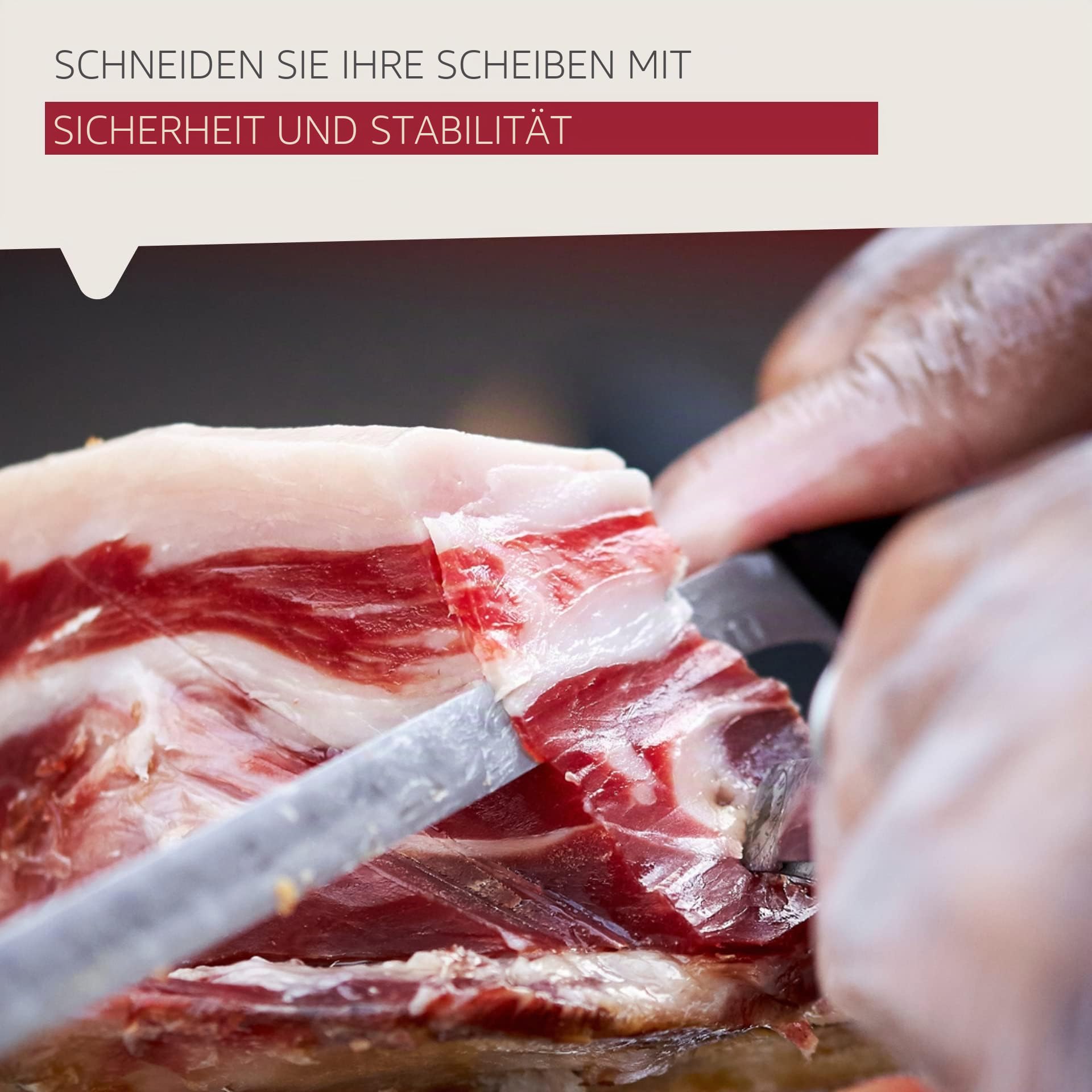Fackelmann Schinkenhalter aus Holz, mit Schubfach und Messern