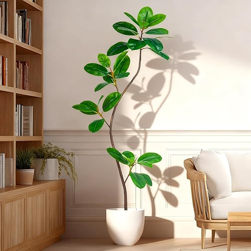 Miniatura 9 de Árbol de Goma Artificial de 5.2 pies, Plantas de Imitación para Interior, Árboles Artificiales de Piso para Interior, Plantas Falsas, Plantas