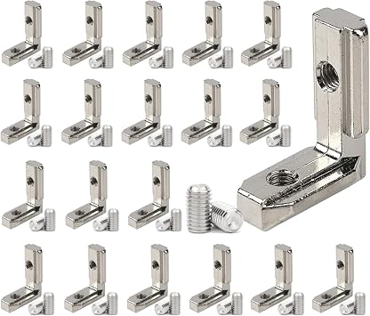 20pcs/lot 1.5" x 1.5" Aluminum Extrusion Profiles 1515 Series L-Shape Corner Connector Joint Bracket with Screws for 15x15 Aluminum Profile 1.5 Inches x 1.5 Inches Extrusion Profiles Rail