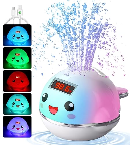 Aspersor de juguete de baño para bebés con termómetro, alarma de temperatura y pantalla retroiluminada, sin BPA  Certificado CPC para seguridad,