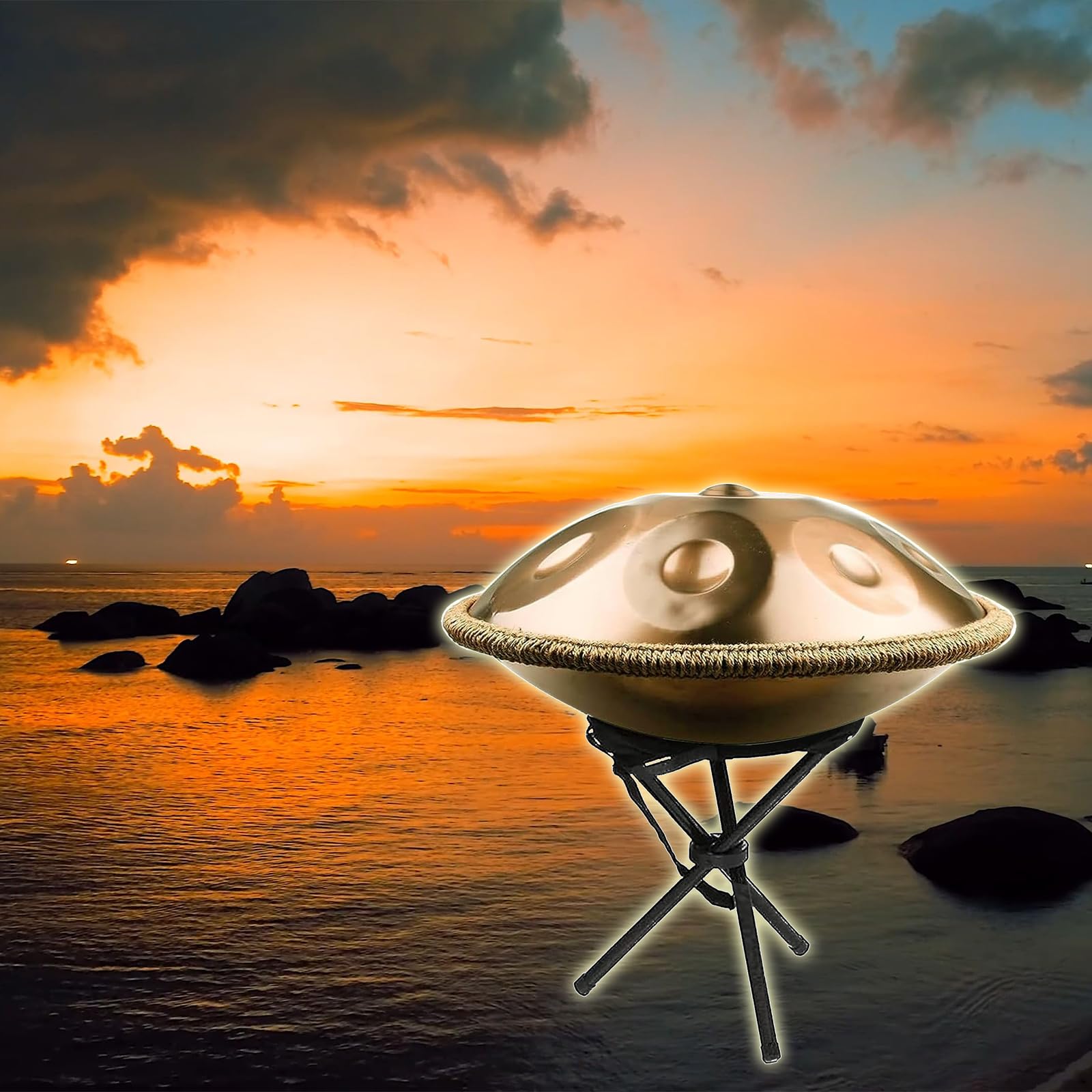 22 Zoll Handpan-Trommel, 9 Noten Stahl-Handtrommel, 440 Hz Handpan In D-Moll, Langlebige Schlägel, Erzeugt Angenehme Resonanz Für Meditation
