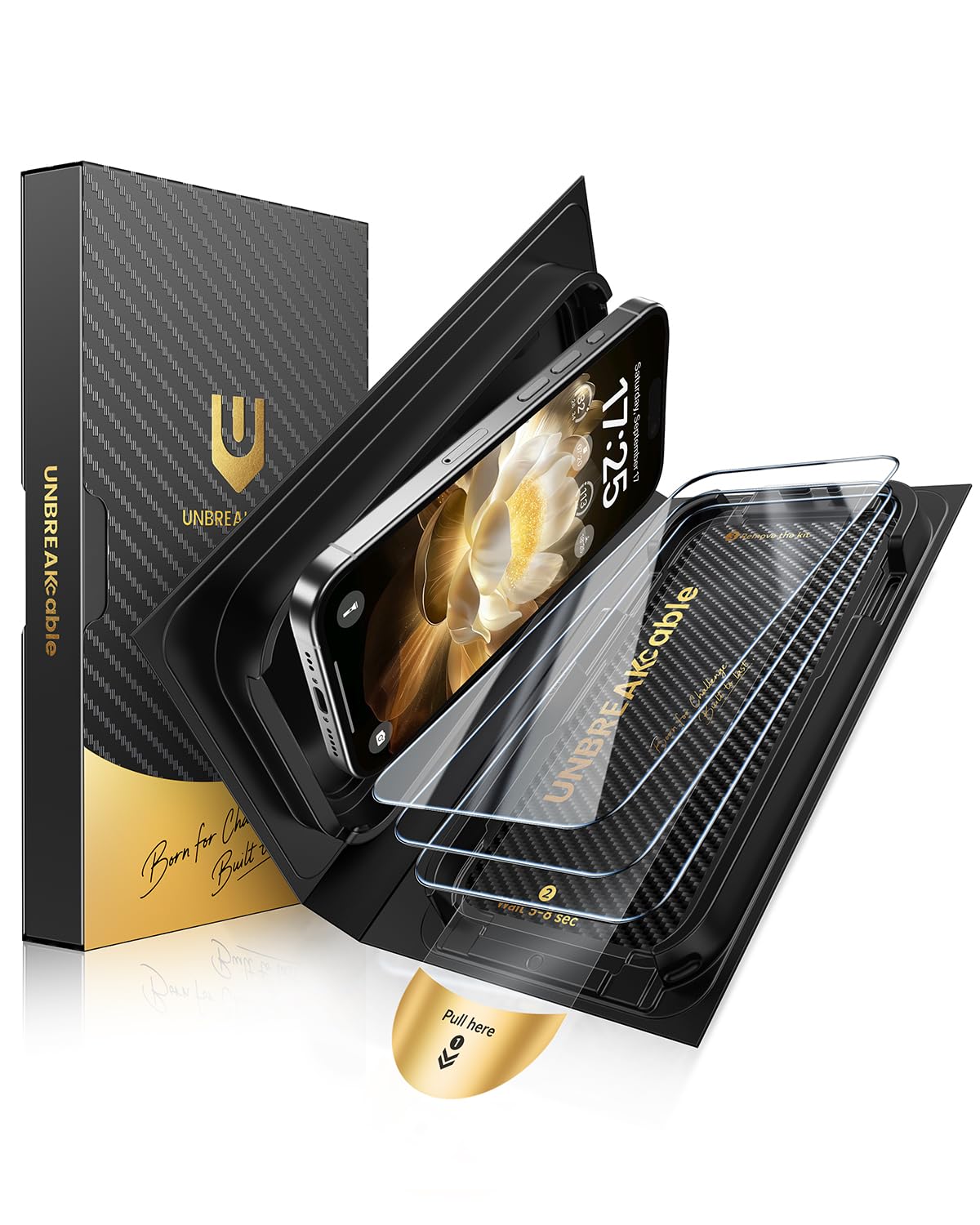 - iPhone 15 Pro Max Screen Protector [3-Pack], Tempered Glass with Auto-Align Tech for Easy Install, 9H+ Hardness, Anti-Fingerprint, Ultra-Clear, Full-Coverage Protection, 6.7-Inch