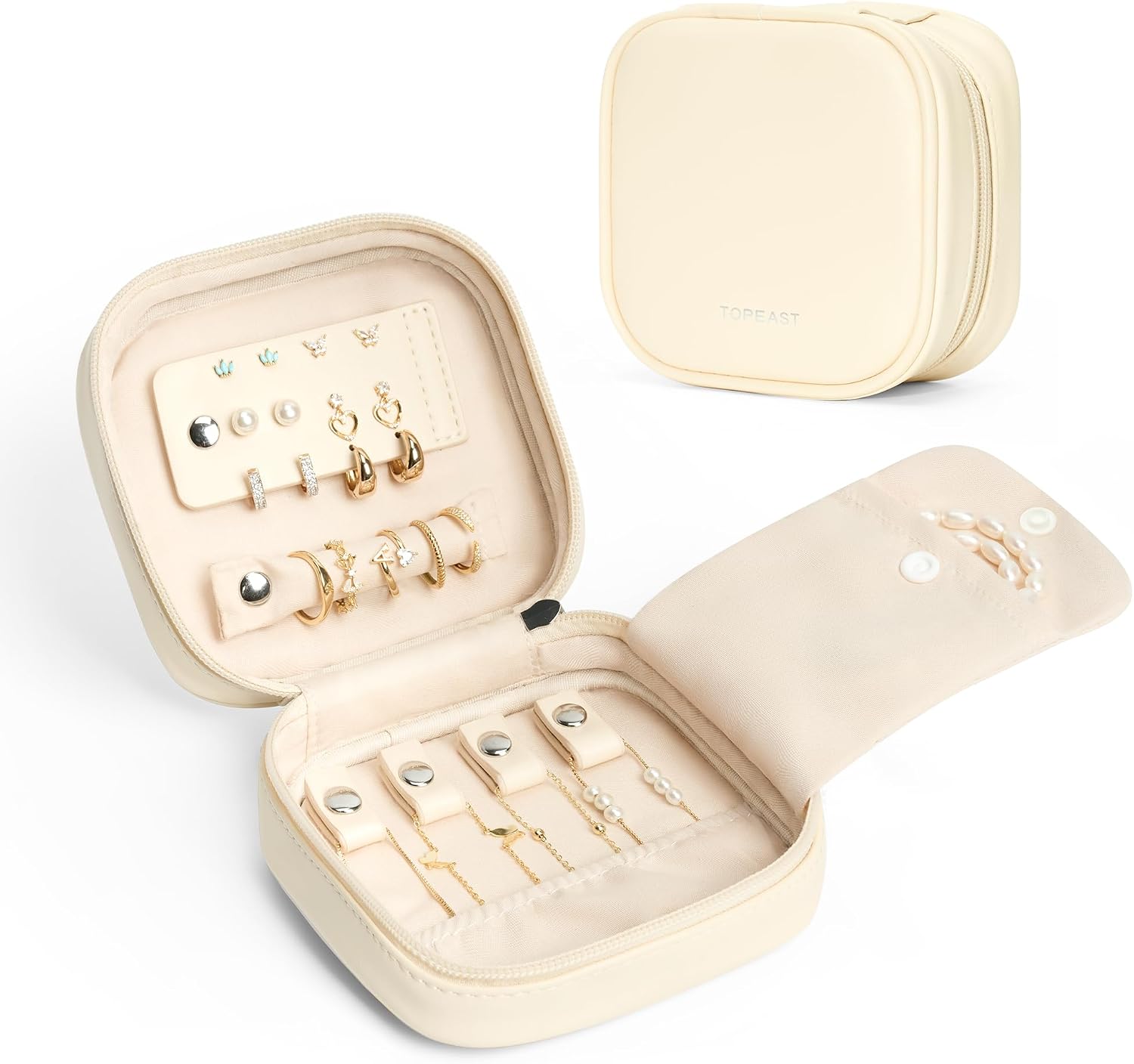 TOPEAST Travel Jewelry Case for Women, Anti-Tangle...
