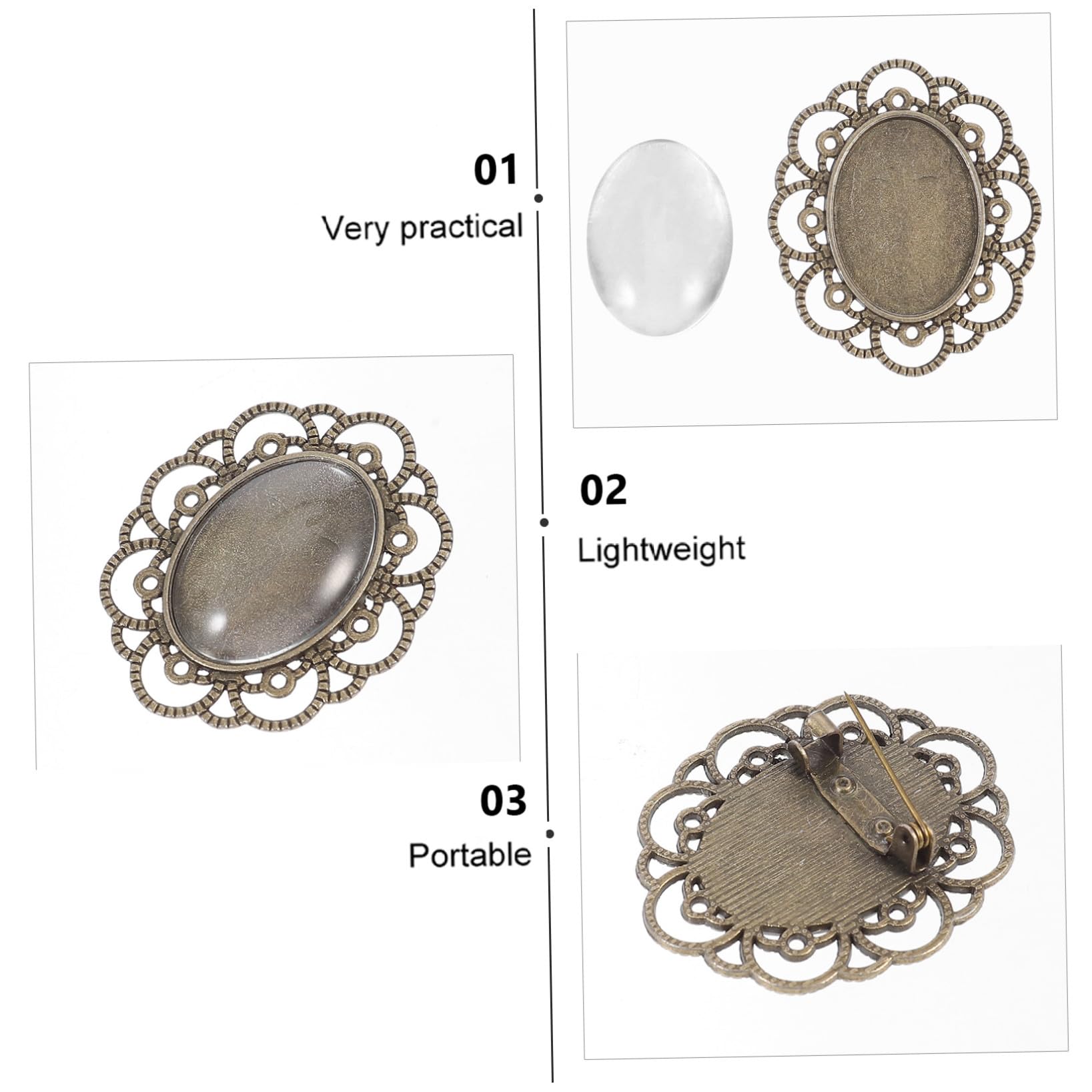 30 Stück Teiliges Retro Bronzefarbene Broschenfassung mit Glas kuppel DIY Schmuckherstellung Bastelset für Frauen und Erwachsene Kreative Handarbeit