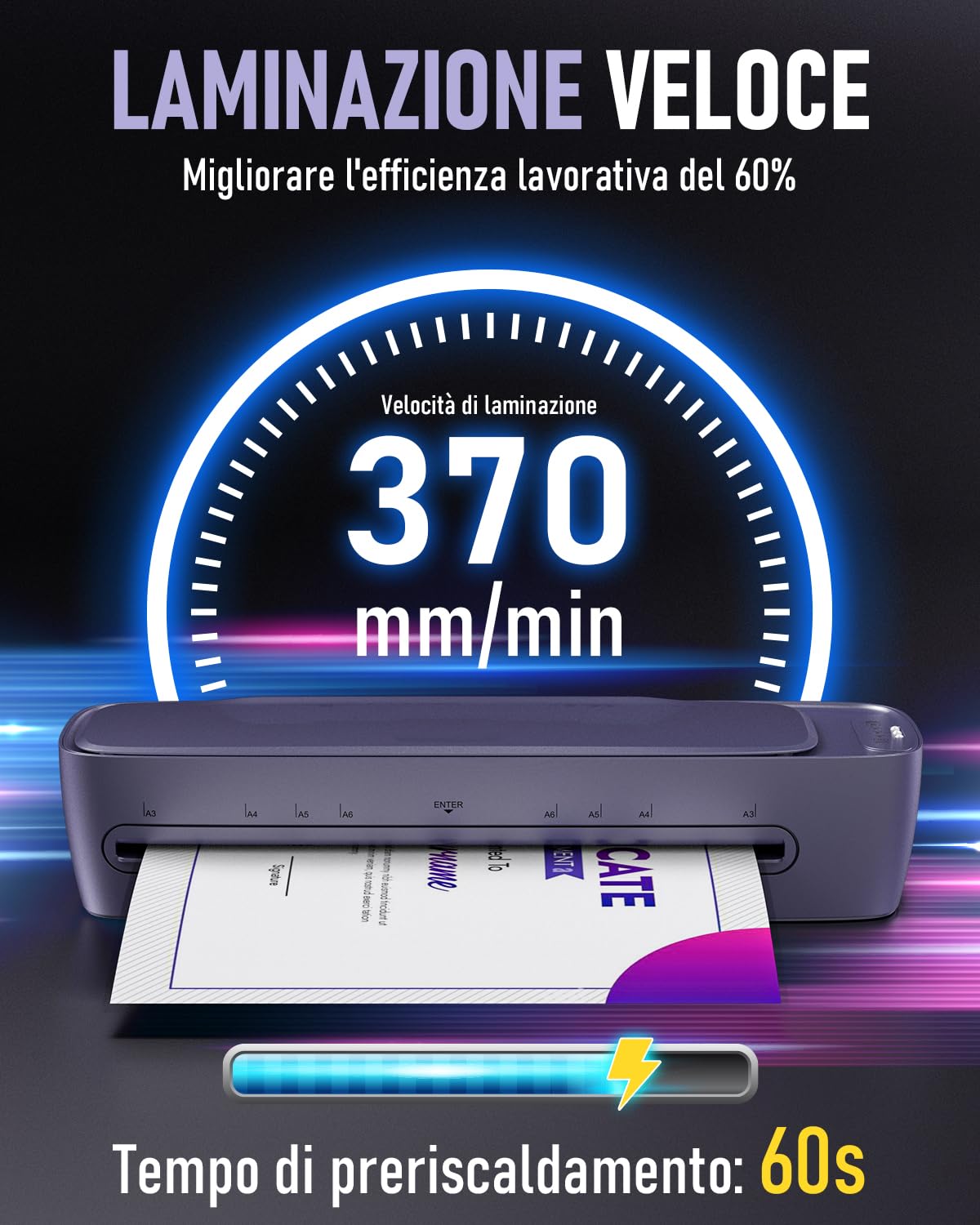 Plastificatrice A3 con 30 Foglio di Laminazione, Caldo e Freddo Plastificatore per A3 A4 A5 A6, 9 in 1 Macchina Plastificatrice con Taglierina e Arrotondatore per Scuola, Ufficio, Casa