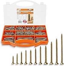 Brackit Wood Screws 820Pc Assortment - Zinc-Plated Extra Strong Countersunk Pozi Drive Head Wood Screw Set – For Floorboard,Wood Fences, Large Screw Set