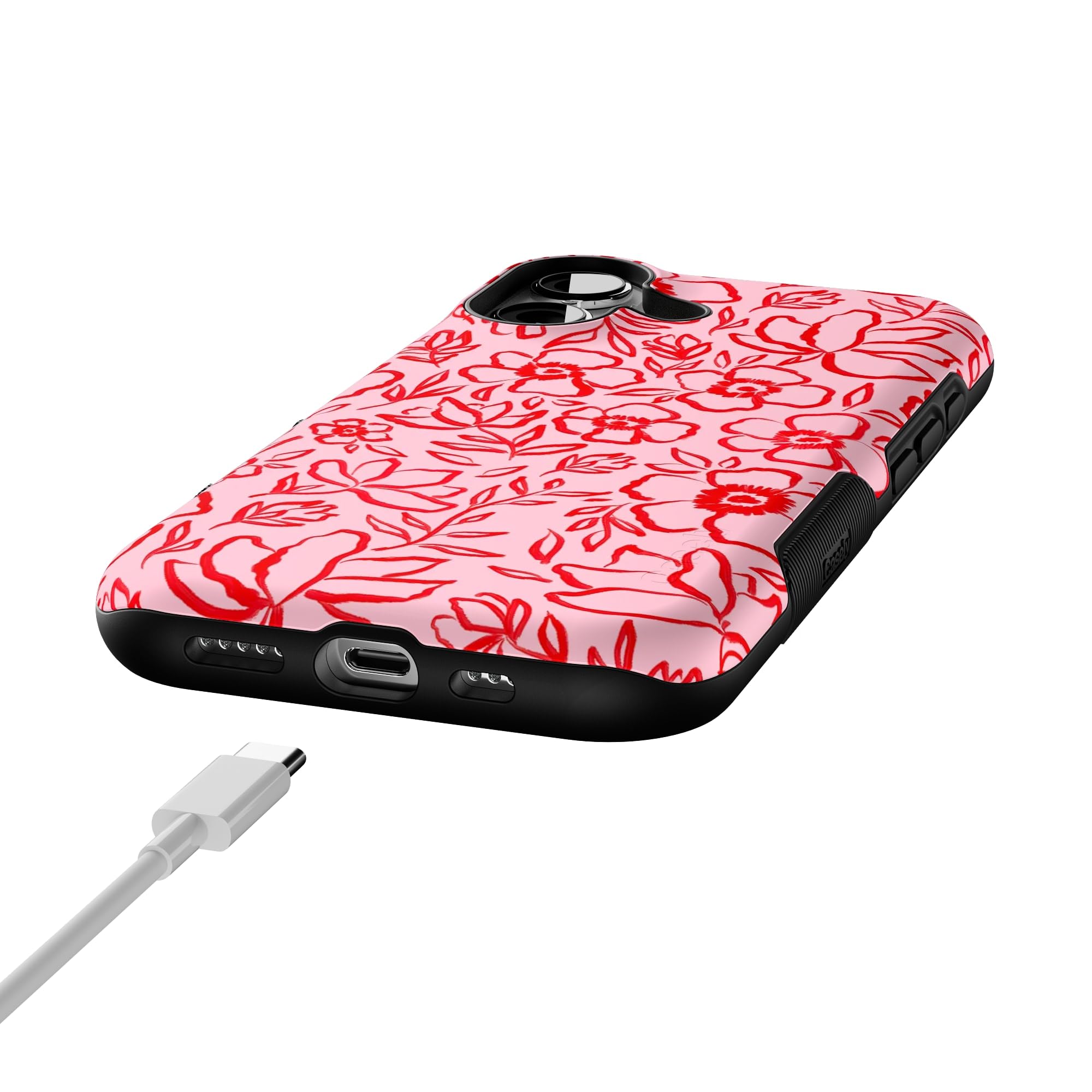 Casely Coque pour iPhone 17 | Blush Garden | Gribouillage Floral | Design de Protection Audacieux | Compatible avec MagSafe