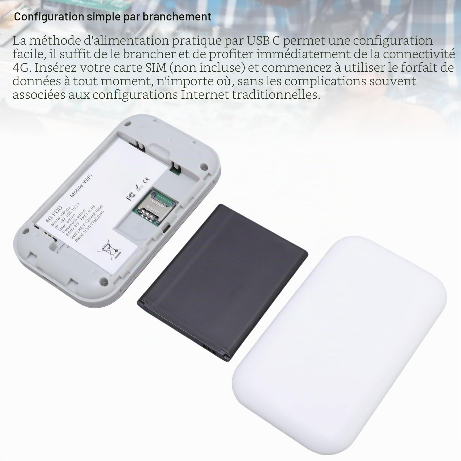 Vikye Hotspot WiFi Portable, Routeur Mobile 4G 5G 300 Mbps avec Emplacement pour Carte SIM, pour Le Voyage Prend en Charge 10 Appareils USB C Power avec Affichage Numérique