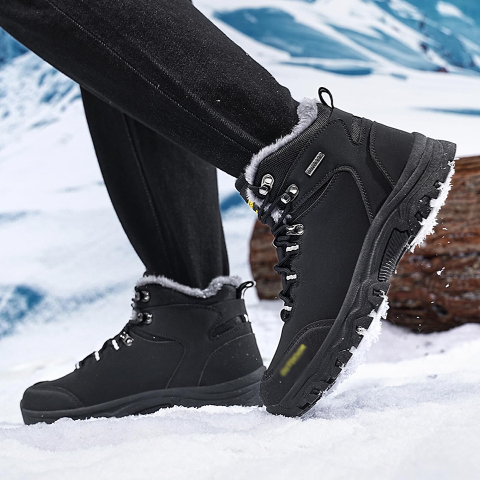 Męskie buty trekkingowe | wiatroszczelne buty zimowe z podszewką termiczną i profilowaną podeszwą TPR na leśne ścieżki, na co dzień i na deszczową pogodę