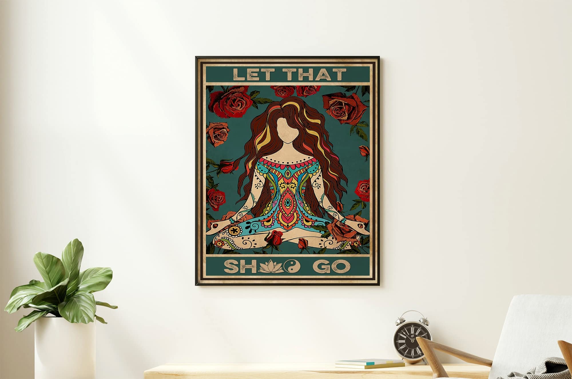 Retro Metal Tin Sign 12x16 Inches Yoga Let That Sh Go Vintage Poster Yoga Mandala Vintage Poster Yoga Girl Vintage Poster Yoga Namaste Meditation Vintage Poster Novelty Decorative Crafts