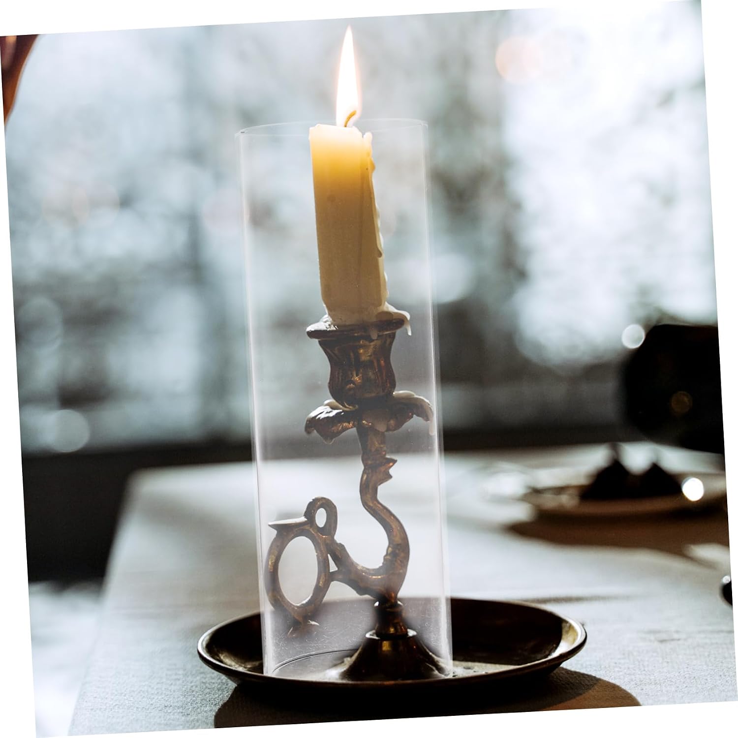ORFOFE 4pcs Decorative Glass Tubes Shades Windproof Candle Covers Hurricane Candle Holder Sleeves Simple Glass Covers Home Decor