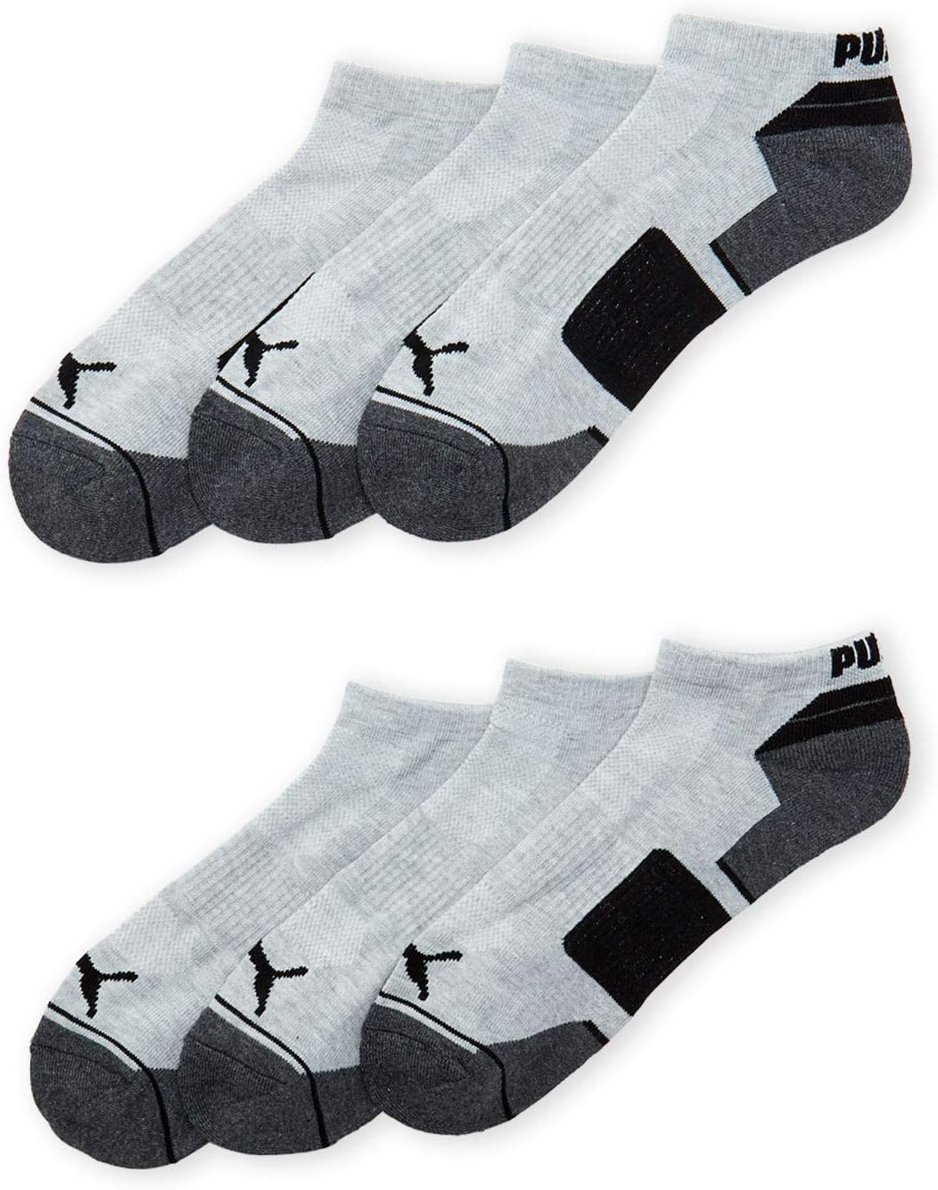 Puma Mens Low Cut Cushioned Socks (Gray/Black, 6-12)