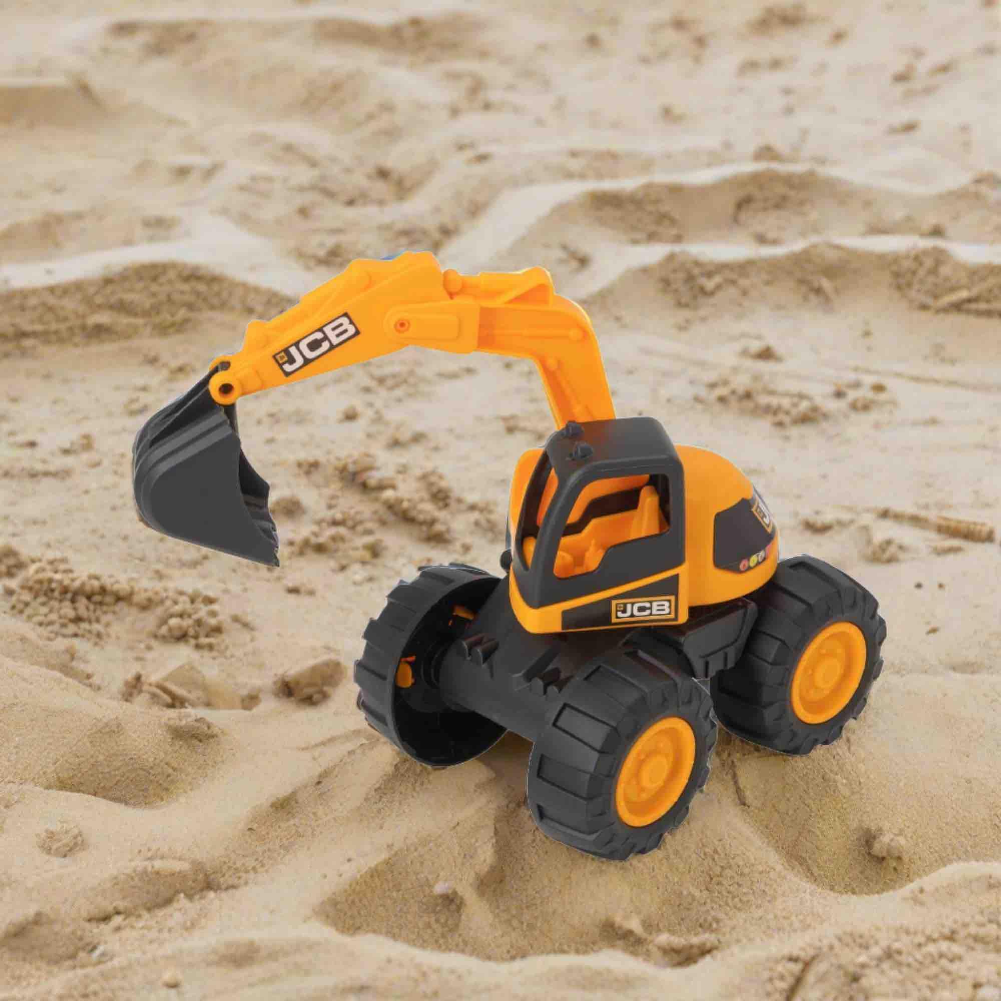 Teamsterz JCB Baufahrzeuge Set - 3er Pack Spielzeug Baufahrzeuge für Kinder - Muldenkipper, Frontlader und Bagger - Realistisches Design und bewegliche Teile - Ideal für Kinder ab 3 Jahren