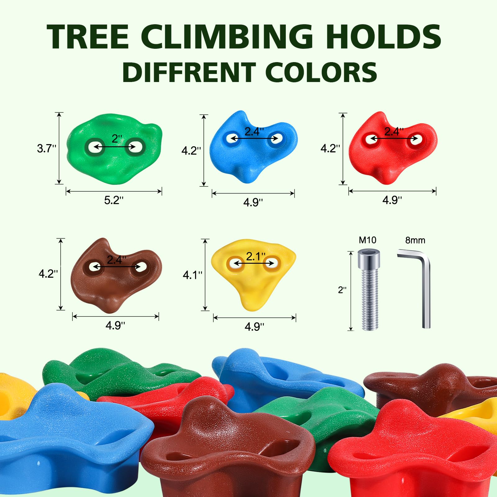 TOPNEW 25PCS Rock Climbing Holds for Kids, Large Climbing Holds for Play Set, Swingset - Adult Rock Wall Holds with Mounting Hardware for Indoor Outdoor Rock Climbing Wall - Image 4