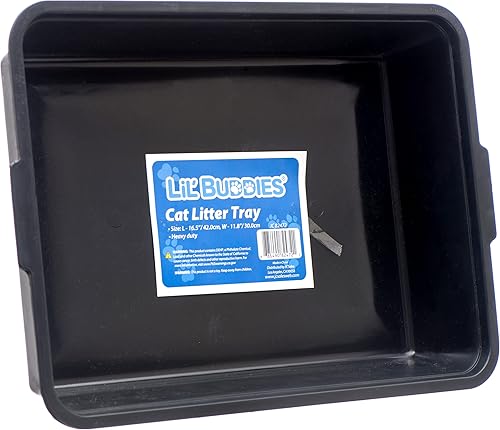 Lil' Buddies Caja de arena estándar para gatos de 16.5 x 12 pulgadas (negro, juego de 2)