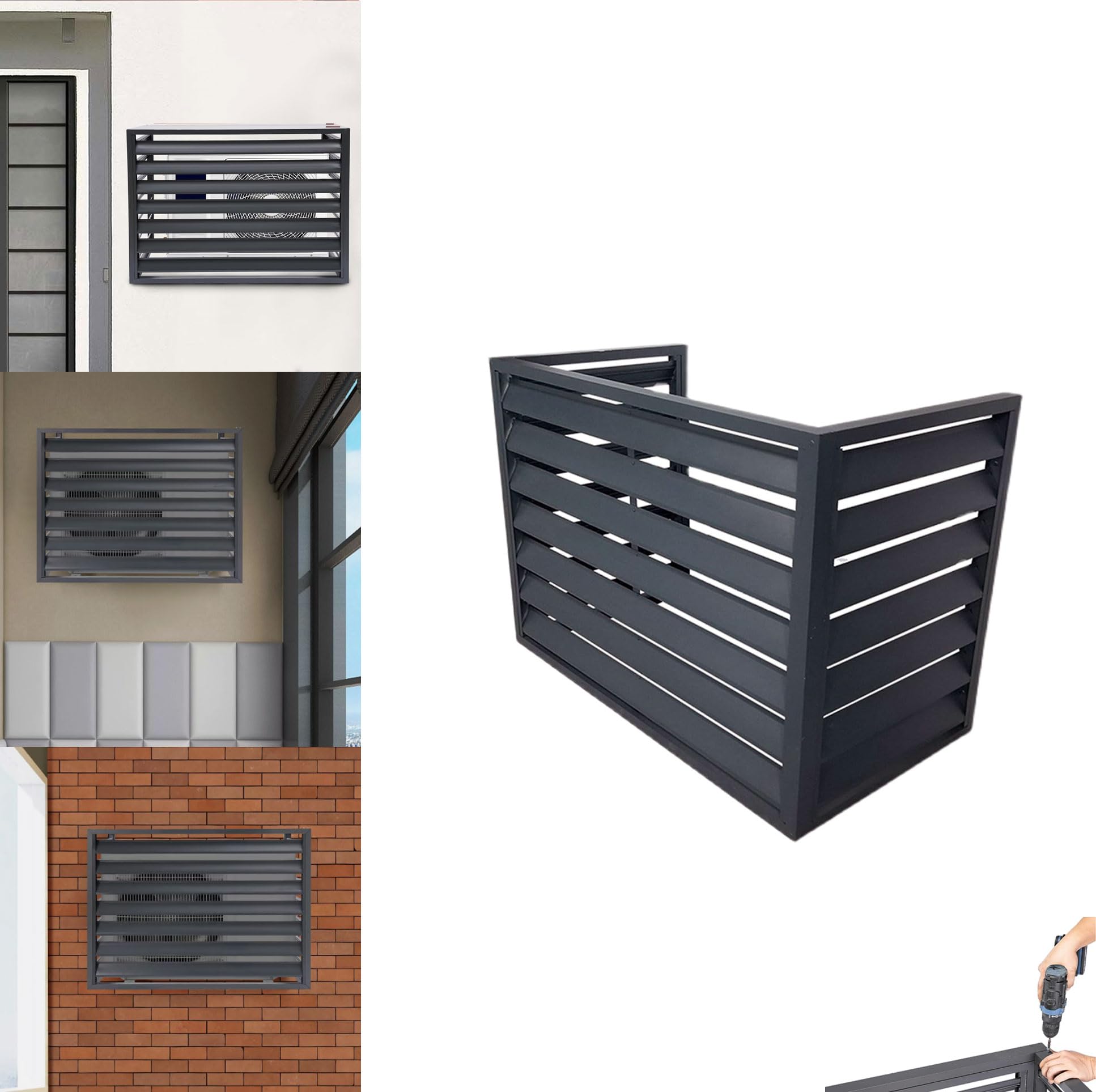 Ywanwj Grey C Outdoor Condenser Protective Cover Air Source Heat Pump Cover 1.5P/2~3P/5P Aluminum Air Conditioning Cover Air Conditioner Top Cover Ac Privacy Fence For Ac And Heat Pumps Prevents Foliage Wee