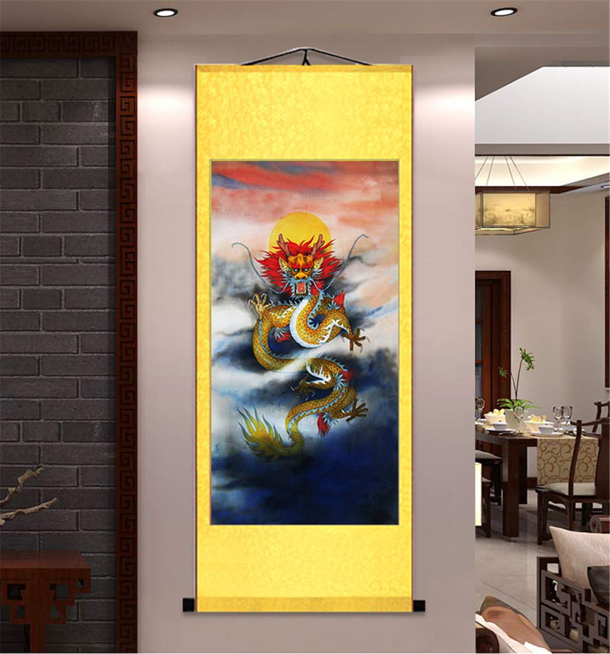 シルク水墨画 ドラゴン アート 壁掛け シルク水墨画 ドラゴン アート 壁掛け シルク水墨画 ドラゴン アート