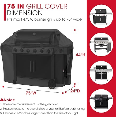 Miniatura 2 de UNICOOK Cubierta impermeable para parrilla de gas de barbacoa de alta resistencia, cubierta de barbacoa XXL de 75 pulgadas, resistente a la