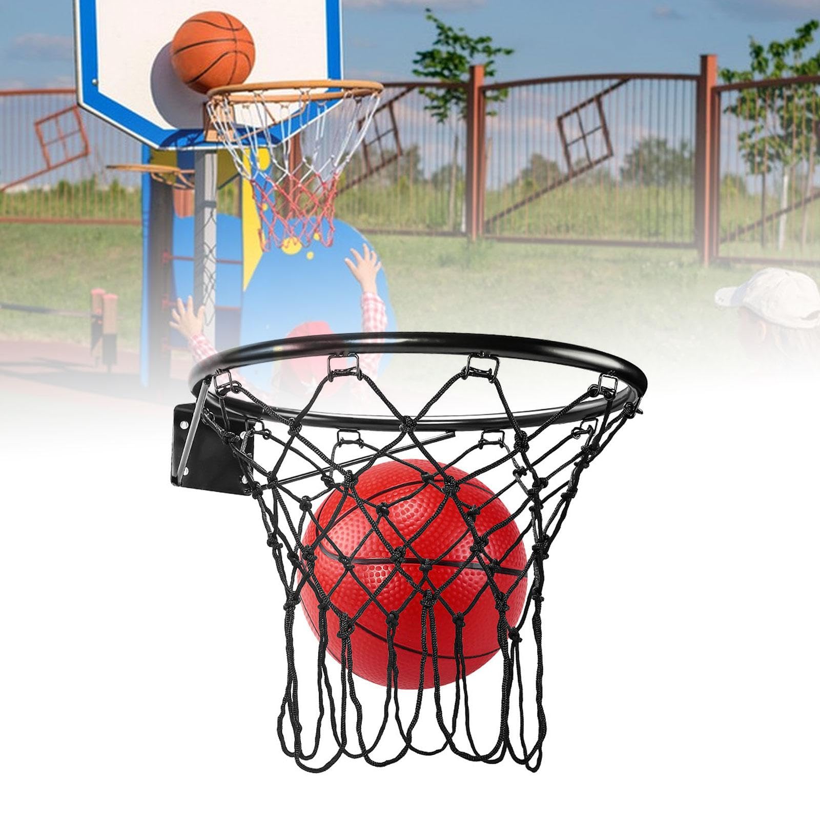 Qianly Canestro Basket con Supporto a Muro, Set Pallacanestro Giocattolo Palla Rete Ferro Robusta, Facile da Installare, Adatto per Bambini Cameretta Palestr, 32 Cm