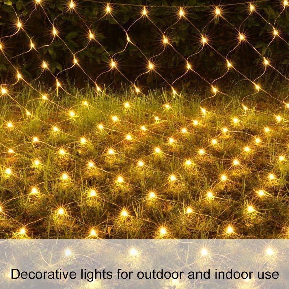 200LED Solar Lichternetz Außen,KINGCOO Wasserdicht 3x2m Solar Mesh Net Fee Lichterkette 8Modi Lichtervorhang Weihnachtsbeleuchtung für Garten Partydekoration Geburstag Hochzeit Wohnzimmer (Warmweiß-1)