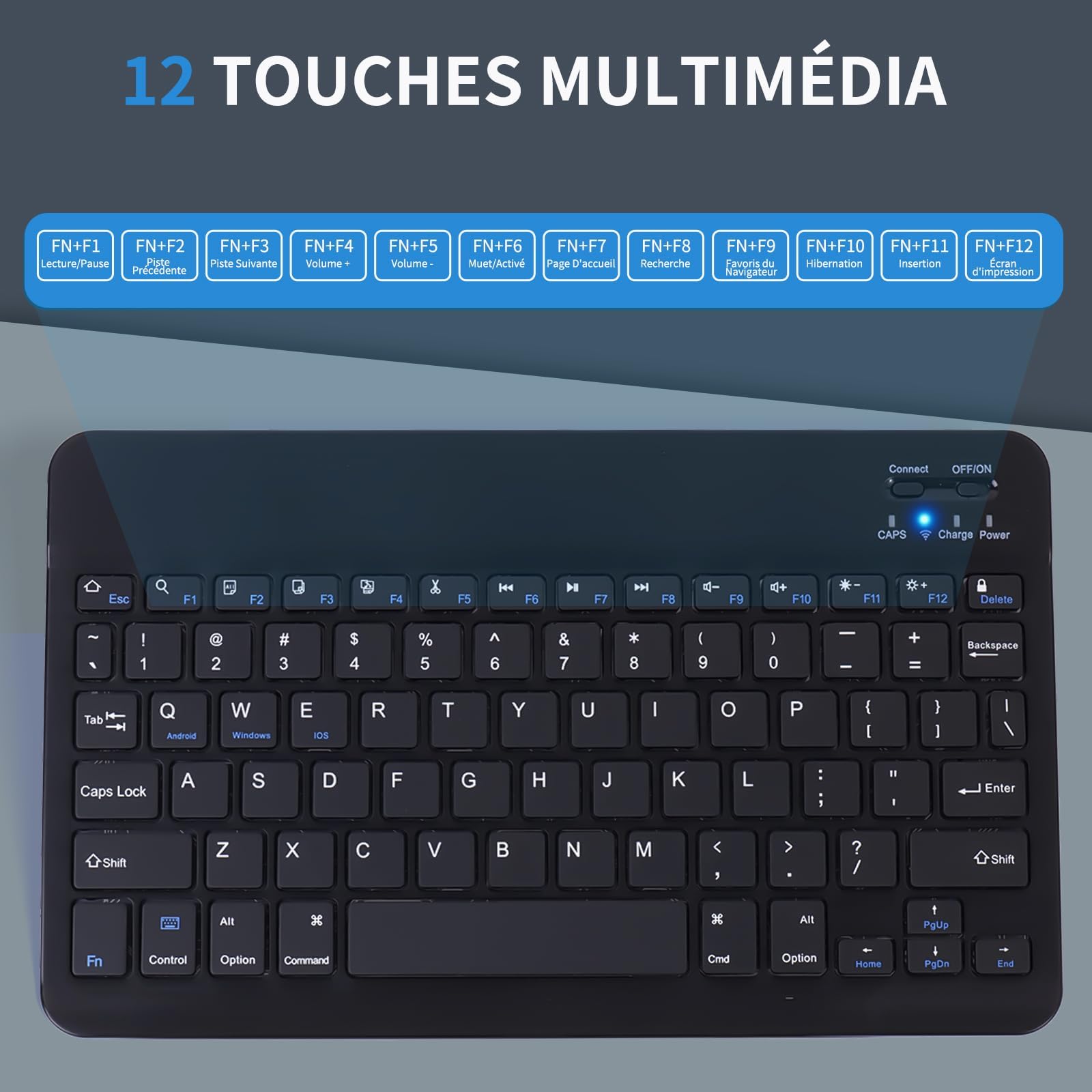 Clavier Souris sans Fil,Wireless Keyboard Mouse Combined, Silent WirelessKeyboard, Rechargeable Ultra-Thin and Portable, Ergonomic Keyboard and Mouse for iOS/iPad/PC/Android/Windows Laptop