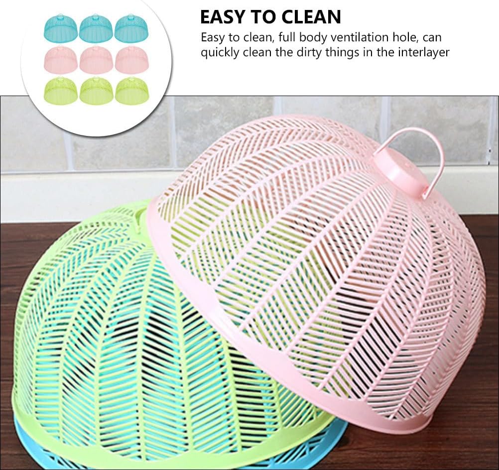 PRETYZOOM 10 Inch Round Food Protective Cover Mesh Tent 9-Pack Foldable Dining Table Vegetable Cover Pest Shield for Kitchen Indoor Outdoor Use