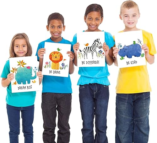 Miniatura 5 de chiazllta 9 piezas de decoración de guardería de la selva animales de safari impresiones artísticas de pared con imágenes sin marco animales de la