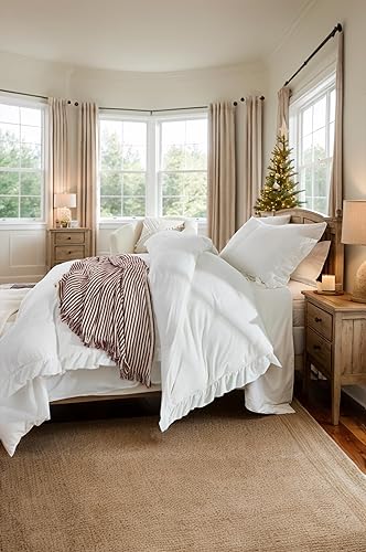 Miniatura 2 de Brandream Juego de funda de edredón tamaño matrimonial/queen, 100% algodón lavado, tacto súper suave, cómodo, elegante, ligero, 3 piezas, con