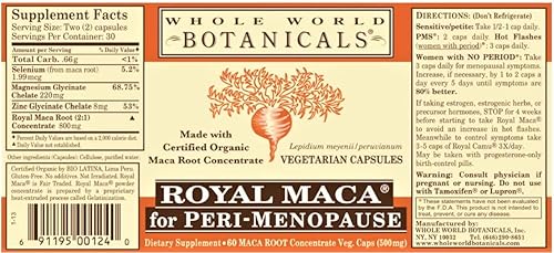 Miniatura 2 de Whole World BOTANICALS Maca Real para Peri-Menopausia, 60 CT