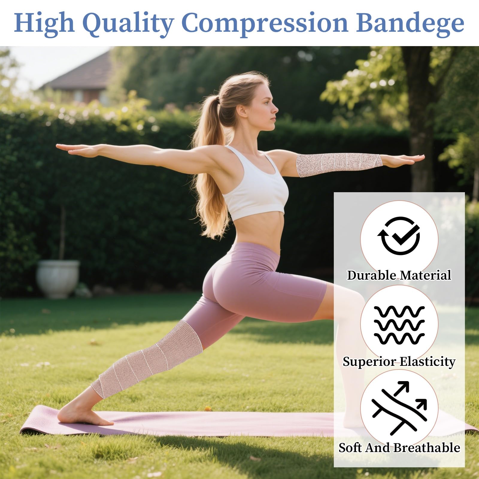 20 Pack Elastic Bandage Wrap, 4 Inch Athletic Stretchable Compression Bandage with Self Closure on Both Ends for Wrists, Legs, Elbow, Knee, Shoulders Wraps — Amazon image 5