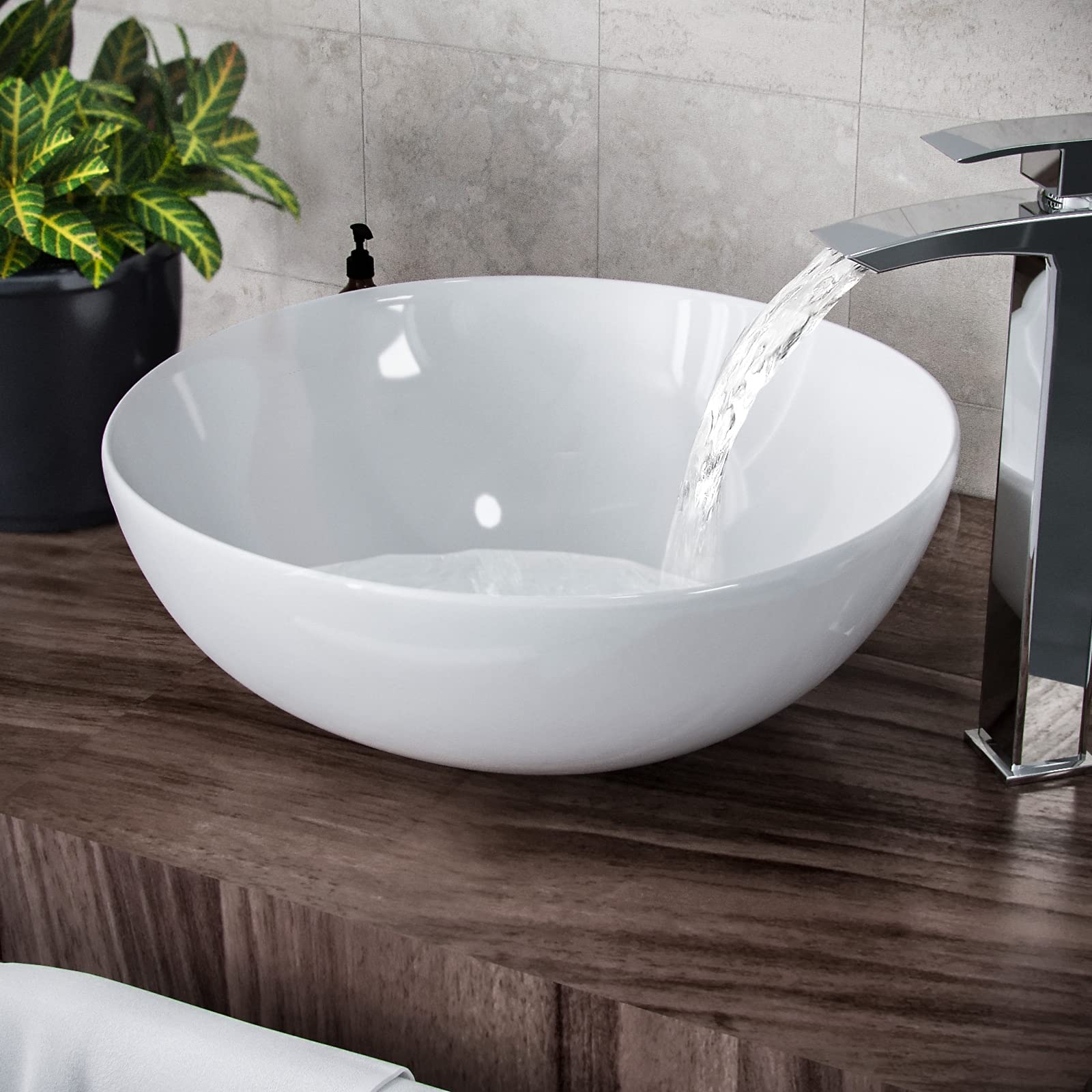 Nes Home White Etive 420Mm X-Large Round Cloakroom Counter Top Basin Sink Bowl