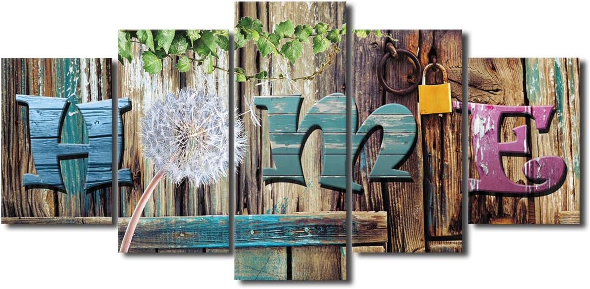Vintage Home Sweet Home Canvas Print 5 Panel Retro Modern Abstract Painting on Wood Wall Art Decor